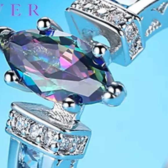 Ring 1.45ct Marquise-Cut Rainbow Topaz Lab Created Ring - Picture 4 of 6